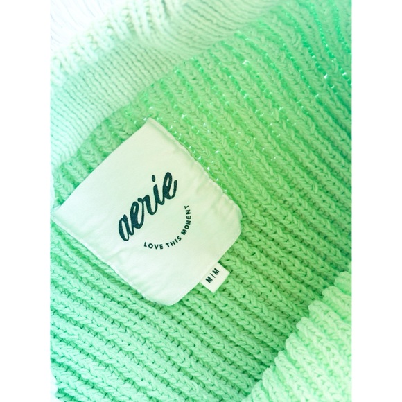 Aerie Beyond Chenille Chunky Knit Sweater Green - Picture 3 of 4